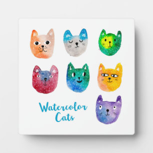 Watercolor cats and friends plaque