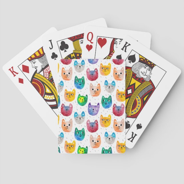 Watercolor cats and friends playing cards (Back)
