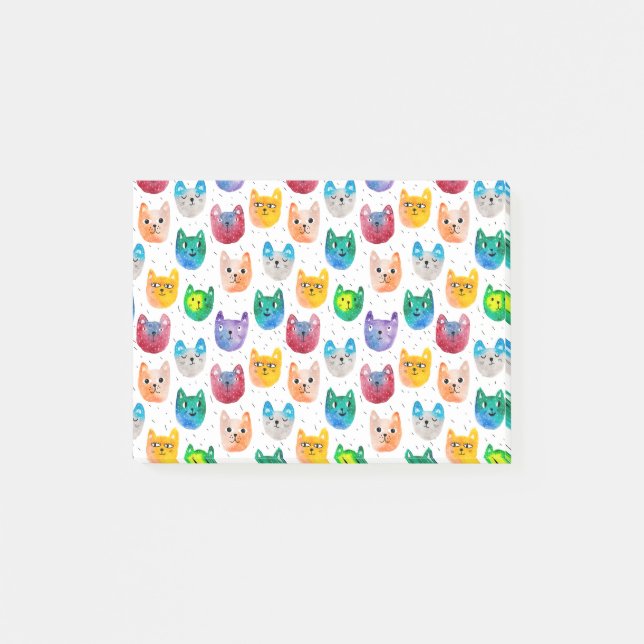 Watercolor cats and friends post-it notes (Front)