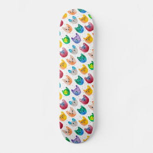 Watercolor cats and friends skateboard