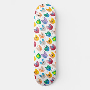 Watercolor cats and friends skateboard