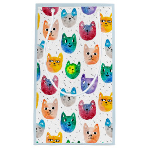 Watercolor cats and friends small gift bag