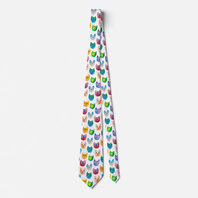 Watercolor cats and friends tie (Front)