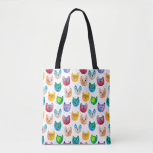 Watercolor cats and friends tote bag