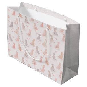 Watercolor Cats and Hearts Gift Bag