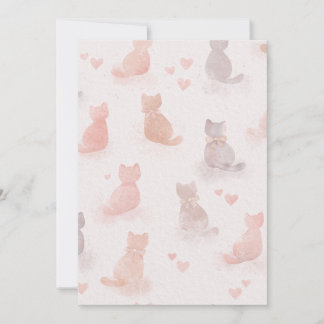 Watercolor Cats and Hearts Invitation