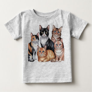 ‏Watercolor Cats Collection Baby T-Shirt