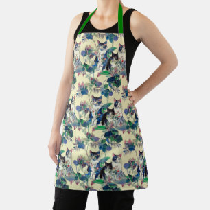 Watercolor Cats in a Garden Apron