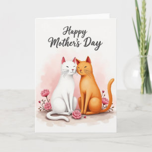 Watercolor Cats Mothers Day Card