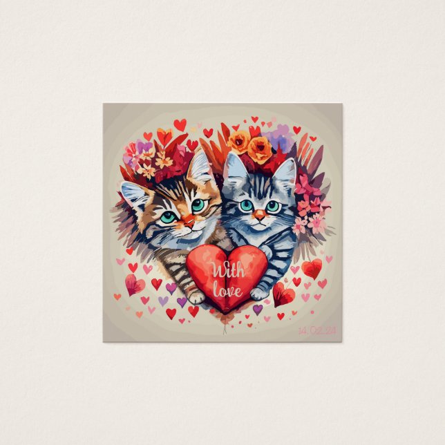 Watercolor cats with heart (Front)