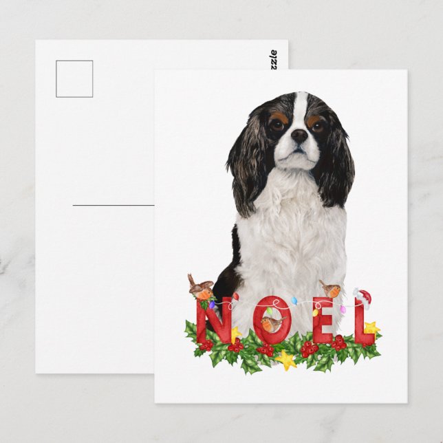 Watercolor Cavalier  King Charles Noel Christmas   Postcard (Front/Back)