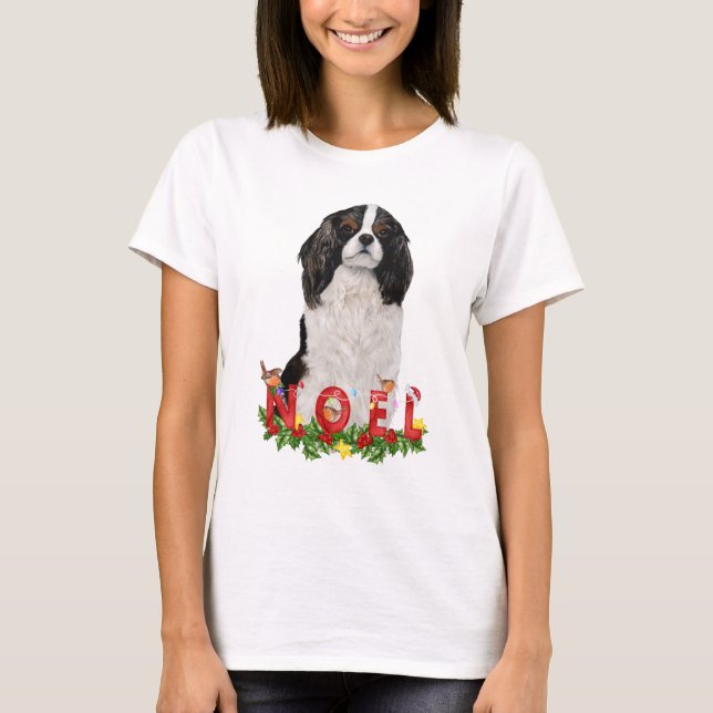 Watercolor Cavalier  King Charles Noel Christmas  T-Shirt (Front)