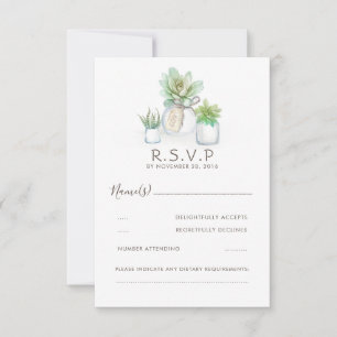 Watercolor Celadon Succulent Wedding RSVP