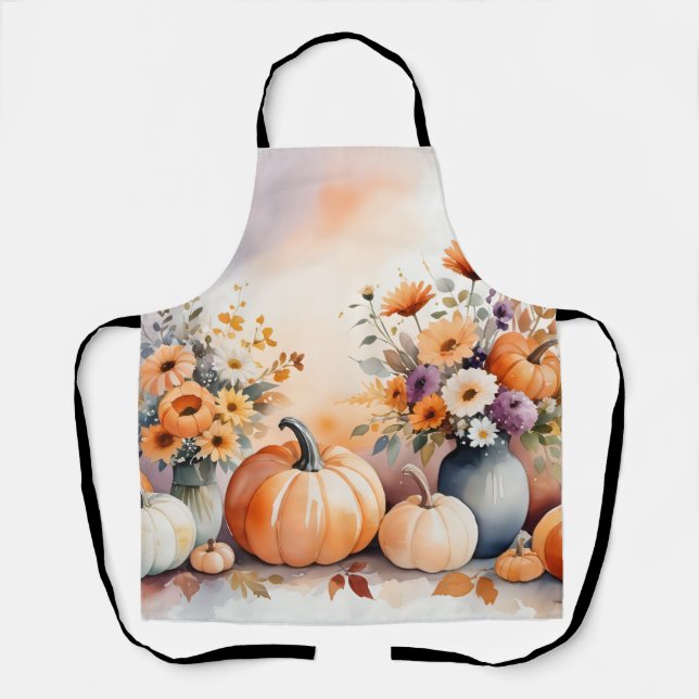 Watercolor celebrating fall apron (Front)
