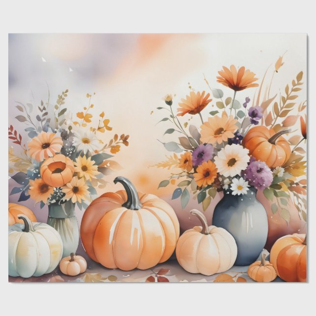 Watercolor celebrating fall wrapping paper (Flat)