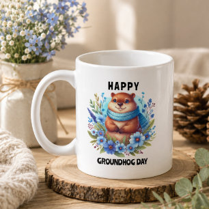 Watercolor Celebrating Groundhog Day Coffee Mug