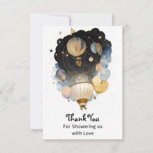 Watercolor Celestial Balloon Baby Shower  Thank You Card