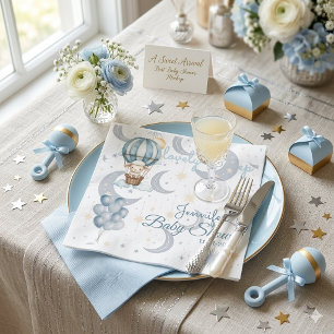 Watercolor Celestial Sheep & Balloons Baby Shower  Napkin
