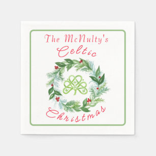 Watercolor Celtic Christmas Wreath PERSONALIZE Napkin