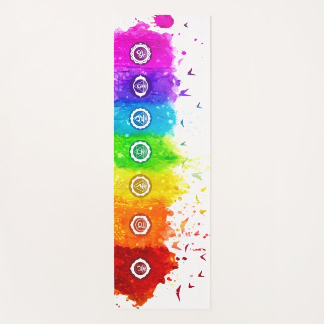 Watercolor Chakras Yoga Mat - 10 (Front)