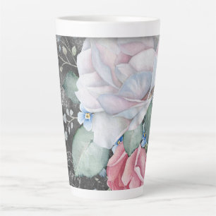 Watercolor Chalkboard Roses  Latte Mug