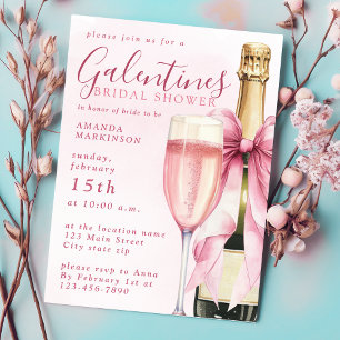 Watercolor Champagne Galentines Bridal Shower Invitation