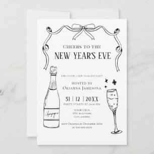 Watercolor Champagne New Year's Eve Party  Invitation