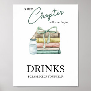 Watercolor chapter storybook baby shower Drinks Poster