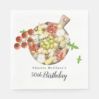 Watercolor Charcuterie of Italy Birthday Napkin