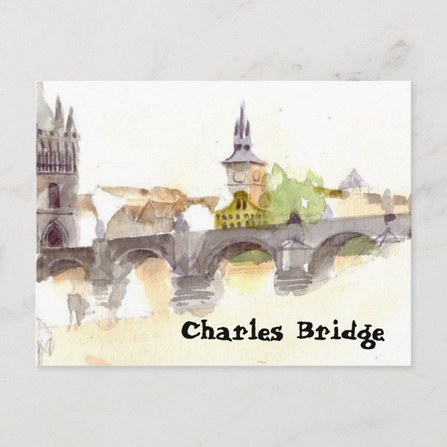 Watercolor Charles Bridge Postcard (Front)