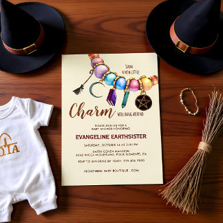 Watercolor Charm Bracelet Pagan Babyshower Invitation