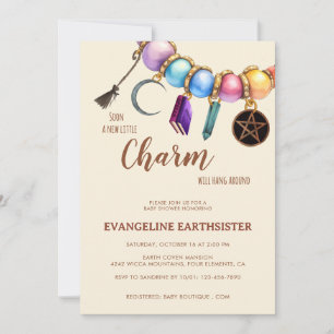Watercolor Charm Bracelet Pagan Babyshower Invitation