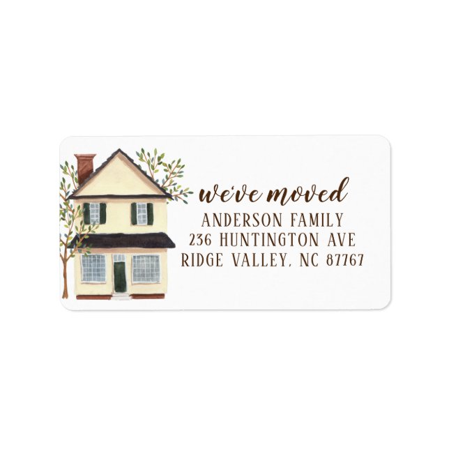 Watercolor Charming House New Address Label (Front)