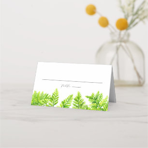 Watercolor Chartreuse Green Fern Leaves Garland Place Card