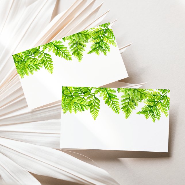 Watercolor Chartreuse Green Fern Leaves Wedding Place Card (Creator Uploaded)