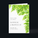Watercolor Chartreuse Green Fern Leaves Wedding Program<br><div class="desc">Share the wedding details with your family and friends with this customisable wedding program booklet. It features watercolour chartreuse green fern leaves. Personalise by adding your details. These greenery wedding programs are perfect for any wedding theme or season.</div>
