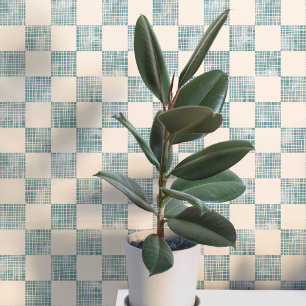 Watercolor Checkers Sea Foam Cream Geometric Wallpaper
