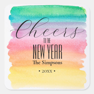 Watercolor Cheers to the new year Square Sticker