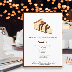 Watercolor Cheesecake Elegant Birthday Invites