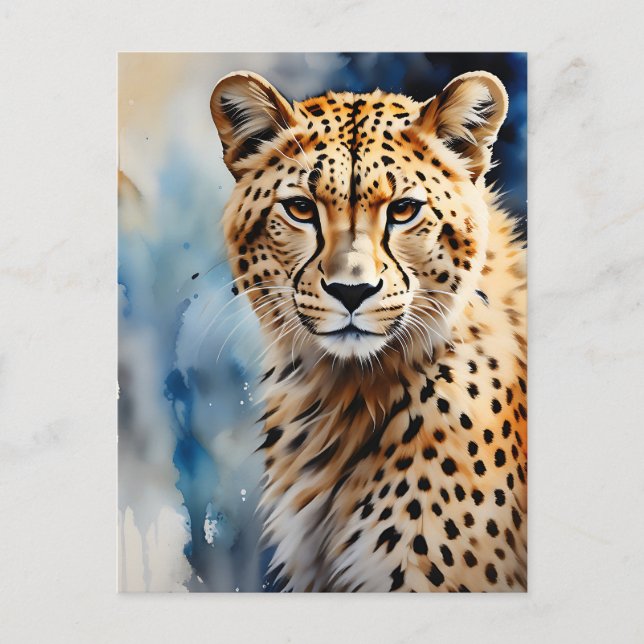 Watercolor Cheetah African Postcard (Front)