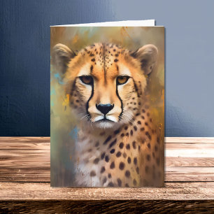 Watercolor Cheetah in the Wild Safari Portrait Card