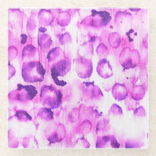Watercolor Cheetah: Light Animal Print. Glass Coaster