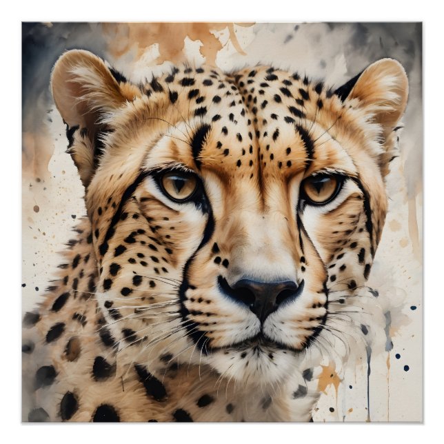 Watercolor Cheetah no 10 Poster (Front)