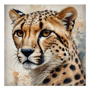 Watercolor Cheetah no 12 Poster
