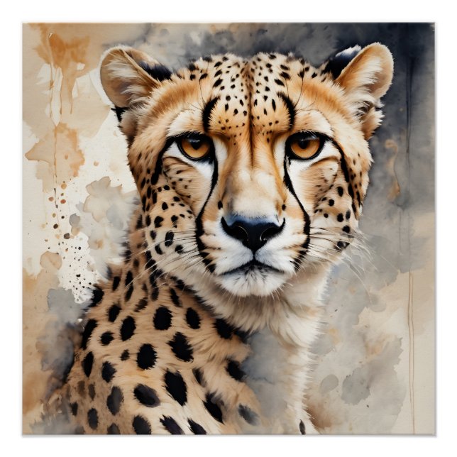 Watercolor Cheetah no 8 Poster (Front)