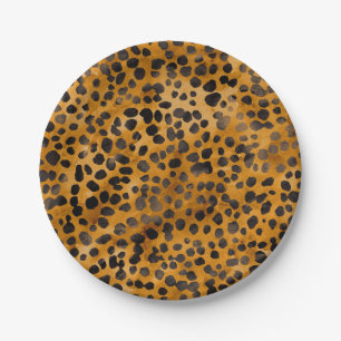 Watercolor Cheetah Print Paper Plate