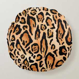 Watercolor cheetah print pattern round cushion