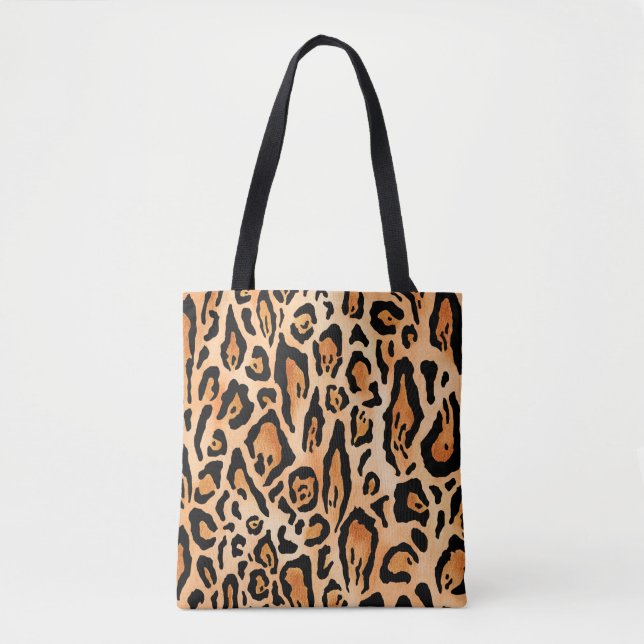 Watercolor cheetah print pattern tote bag (Front)
