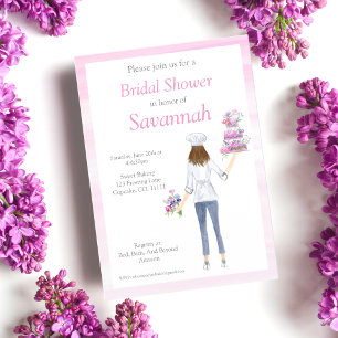 Watercolor Chef Bride Baking Bridal Shower Invitation