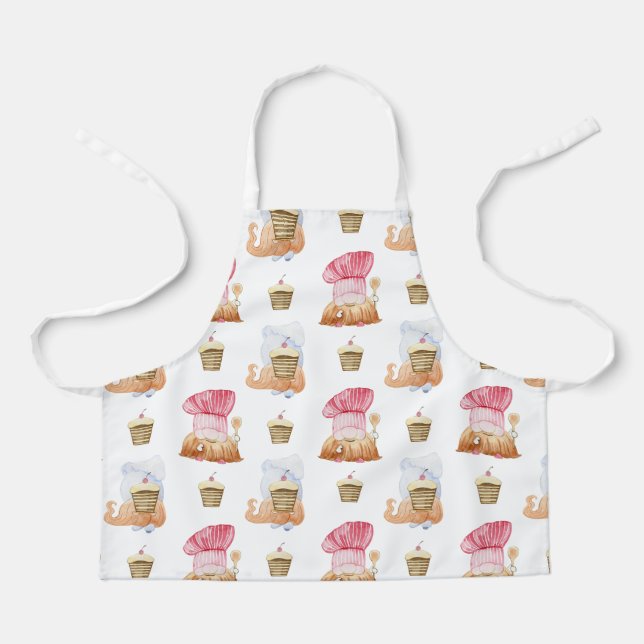 Watercolor chef gnomes apron (Front)